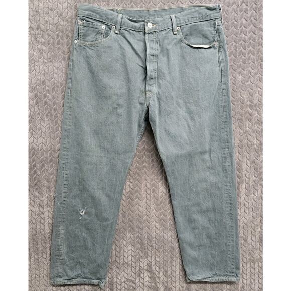Levis 501 XX Jeans Mens 38x30 Teal‎ Green Button Fly Straight Leg Denim - Picture 1 of 13